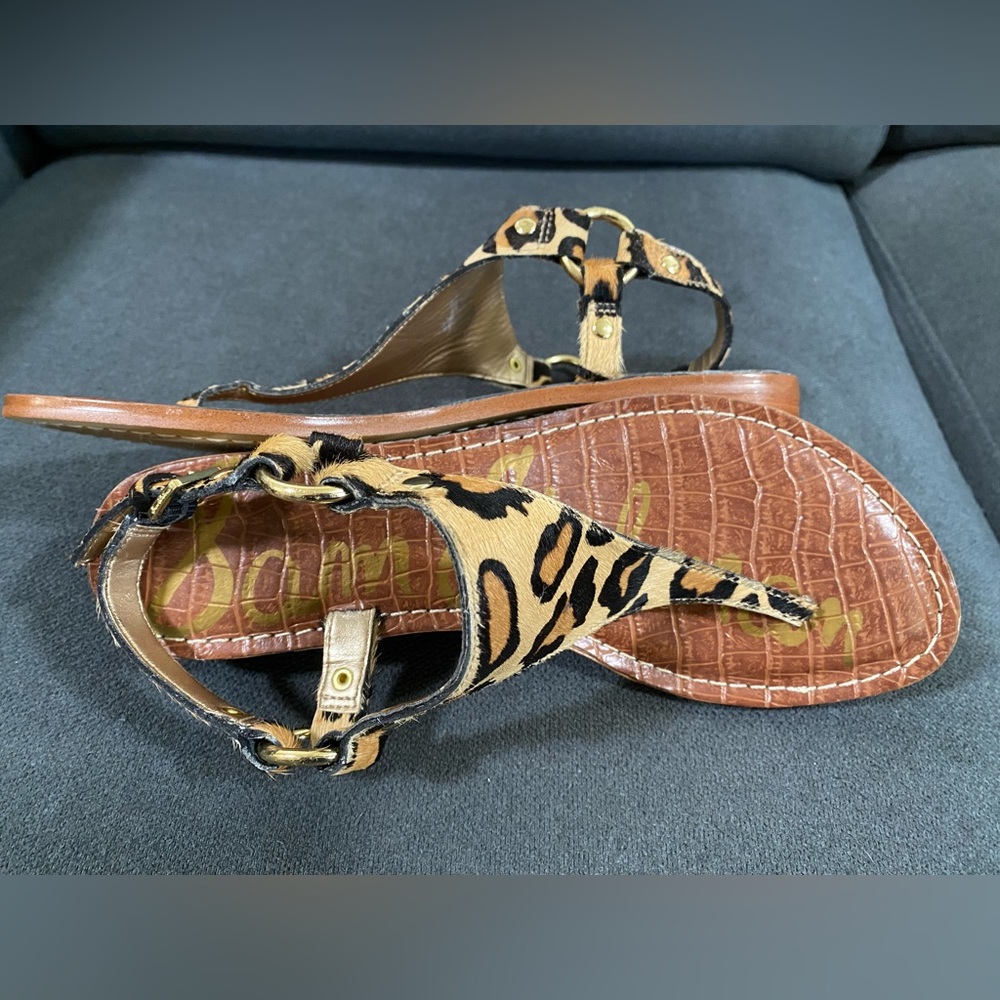 Sam Edelman Jude Leopard Print Calf Hair Thong Sandal - Picture 12 of 16